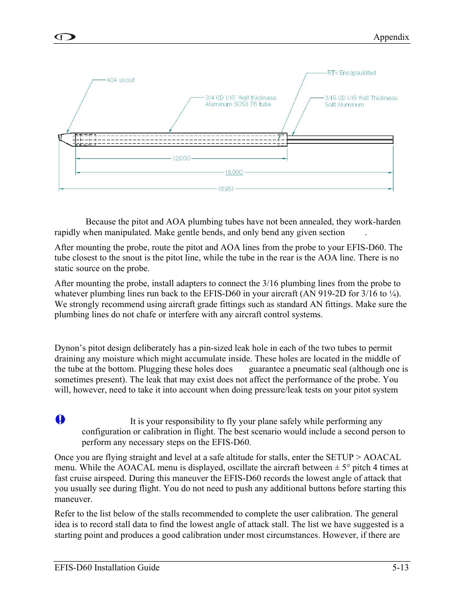 Boom mount, Plumbing, Pressure check | Calibration | Dynon Avionics EFIS-D60 Installation Guide User Manual | Page 39 / 45
