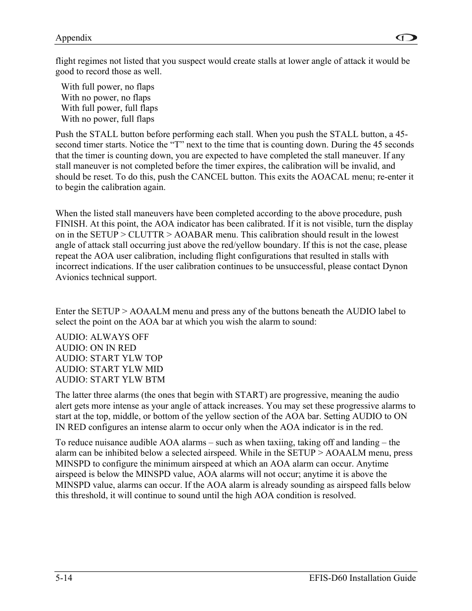 Alarm setup | Dynon Avionics EFIS-D60 Installation Guide User Manual | Page 40 / 45