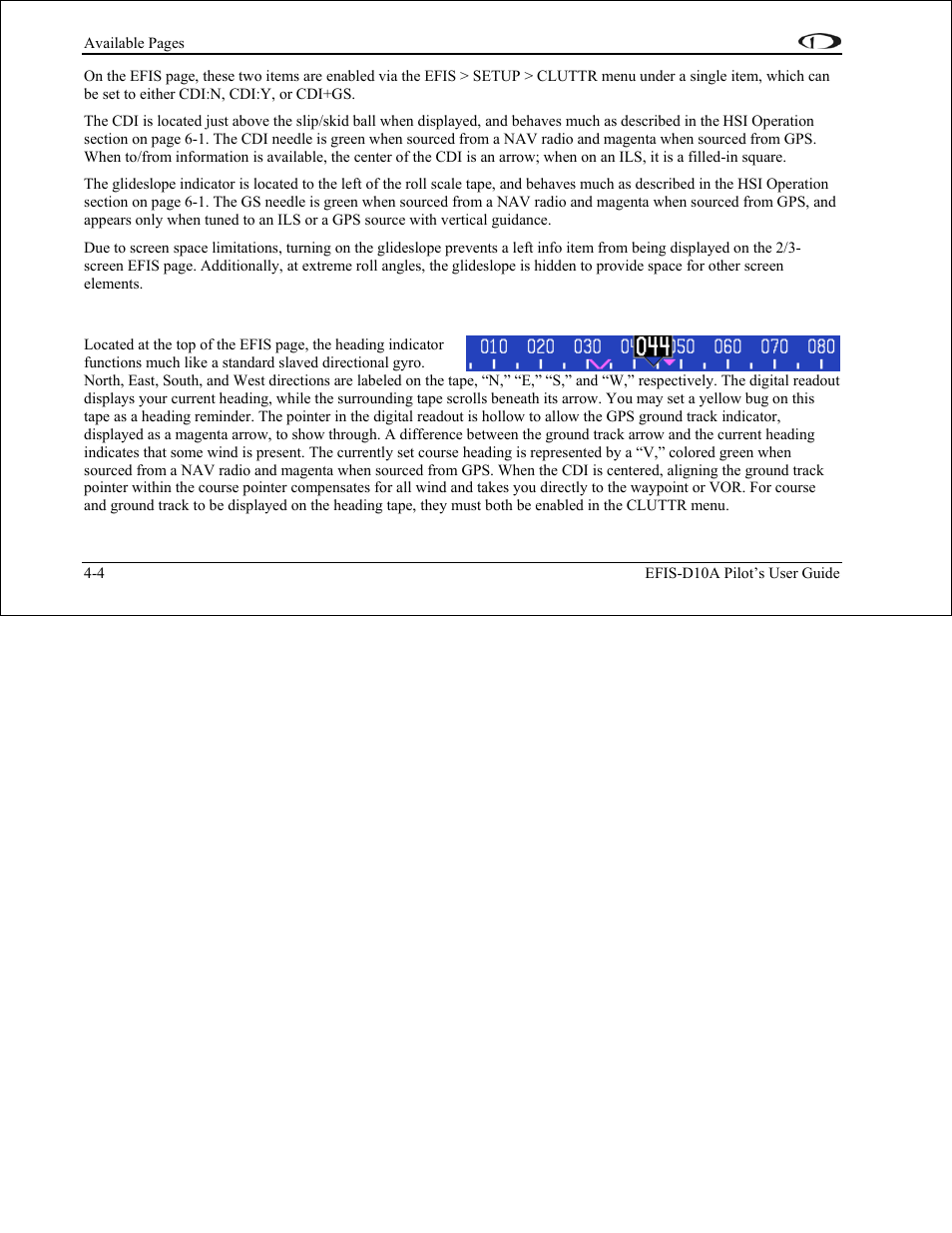 Stabilized heading tape and digital readout | Dynon Avionics EFIS-D10A Pilots Users Guide User Manual | Page 26 / 90