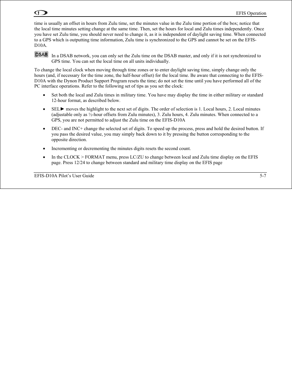 Dynon Avionics EFIS-D10A Pilots Users Guide User Manual | Page 40 / 90