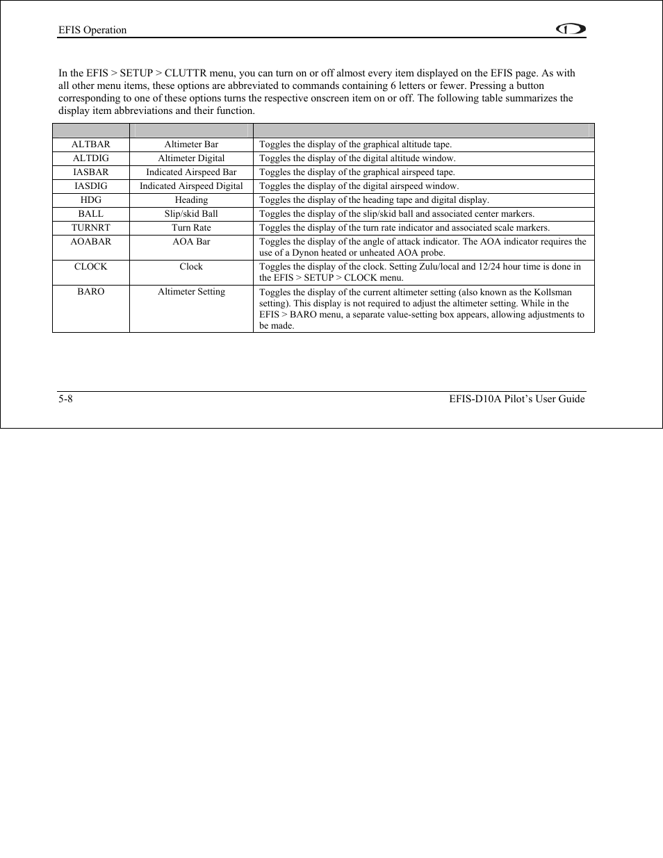 Show/hide display items, 8), you | Dynon Avionics EFIS-D10A Pilots Users Guide User Manual | Page 41 / 90