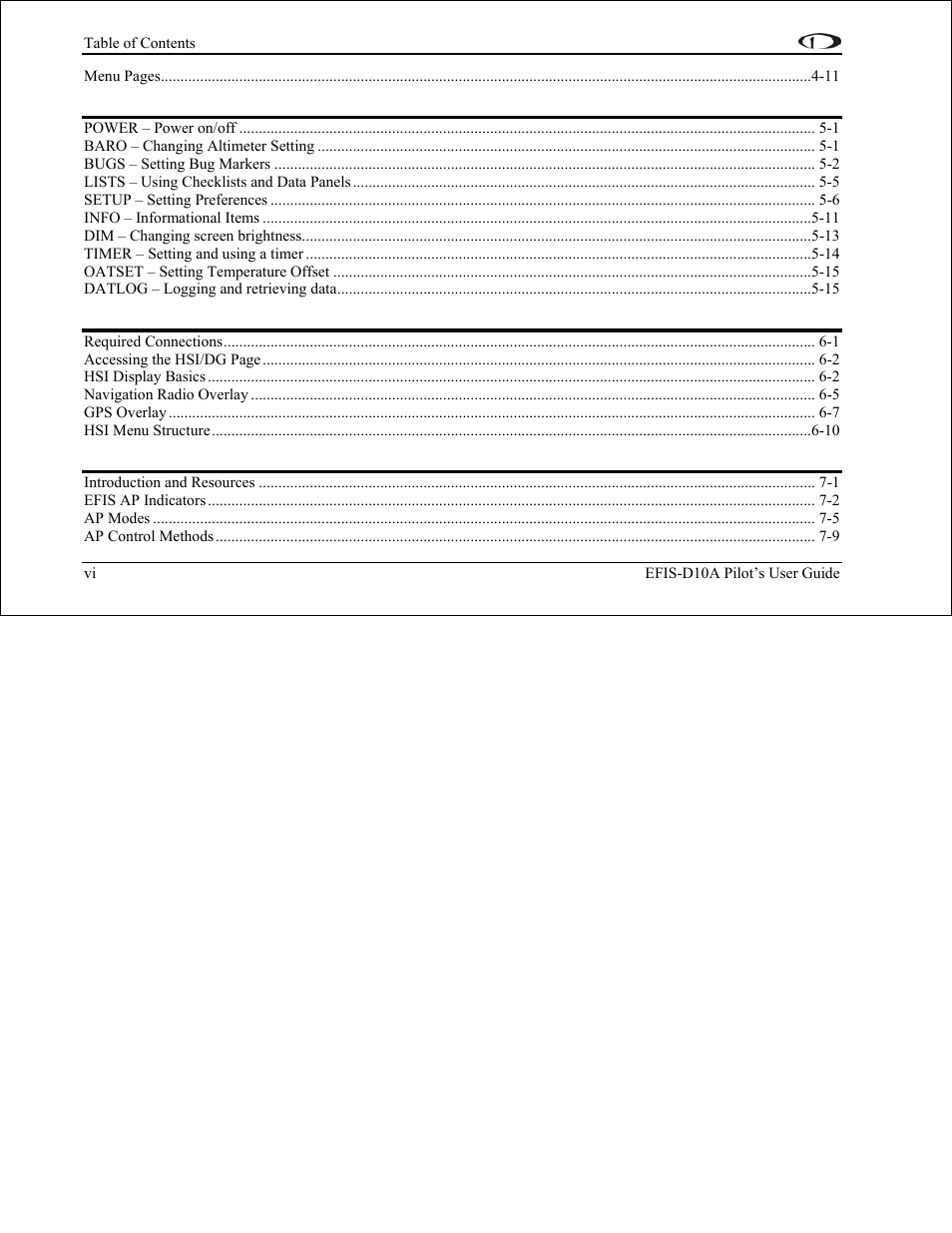 Dynon Avionics EFIS-D10A Pilots Users Guide User Manual | Page 5 / 90