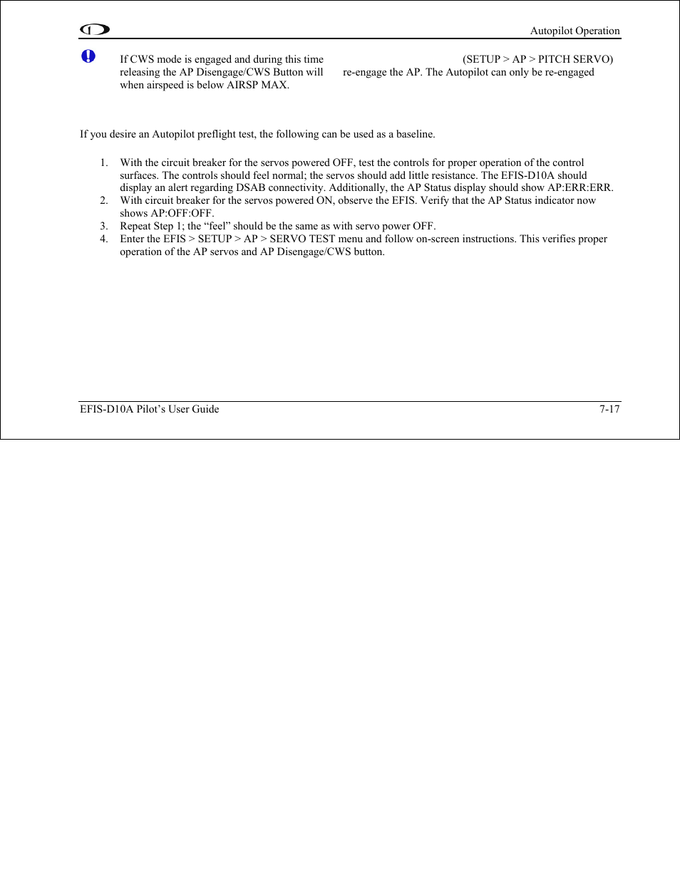 Optional preflight checklist, Optional preflight checklist -17 | Dynon Avionics EFIS-D10A Pilots Users Guide User Manual | Page 77 / 90