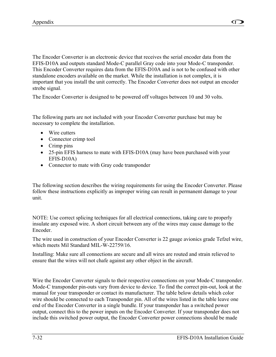 Introduction and description, Tools and equipment, Electrical installation | Recommended wiring practices, Step 1: transponder wiring | Dynon Avionics EFIS-D10A Installation Guide User Manual | Page 104 / 108