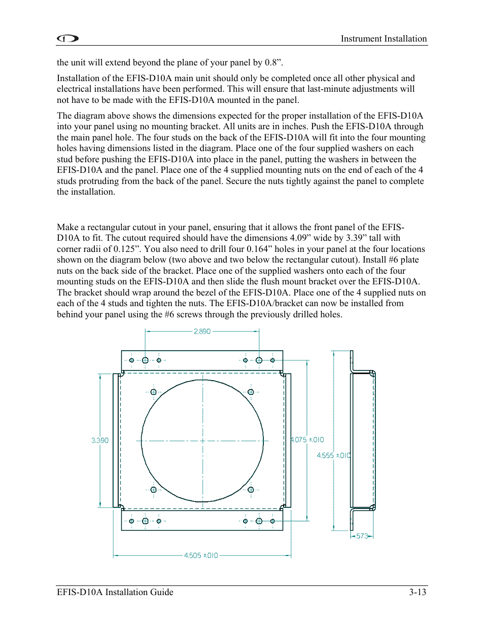 Option 2: flush-mount bracket | Dynon Avionics EFIS-D10A Installation Guide User Manual | Page 25 / 108