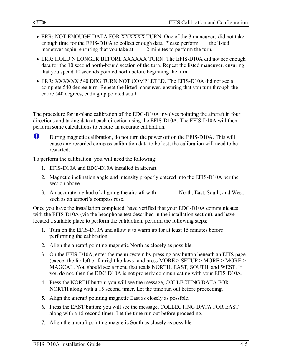 Edc-d10a heading calibration (on ground only) | Dynon Avionics EFIS-D10A Installation Guide User Manual | Page 31 / 108