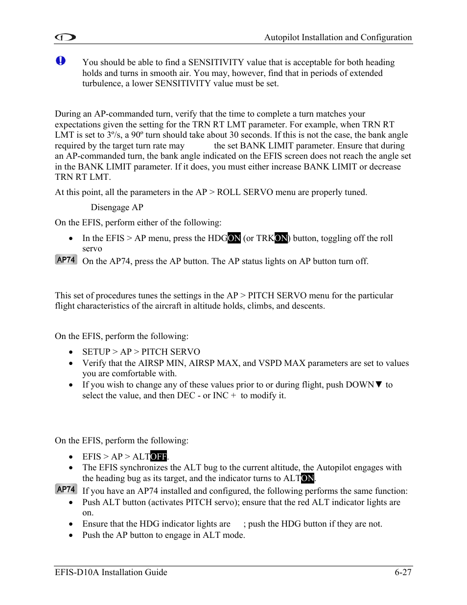 Step 9 – pitch servo flight tuning | Dynon Avionics EFIS-D10A Installation Guide User Manual | Page 67 / 108