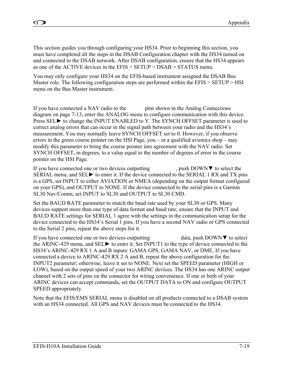 Hs34 configuration, Device communication setup | Dynon Avionics EFIS-D10A Installation Guide User Manual | Page 91 / 108