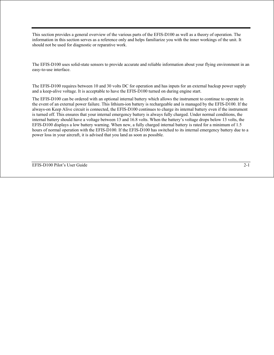 Product overview, Efis-d100 hardware, Power | Efis-d100 hardware -1 | Dynon Avionics EFIS-D100 Pilots Users Guide User Manual | Page 10 / 89