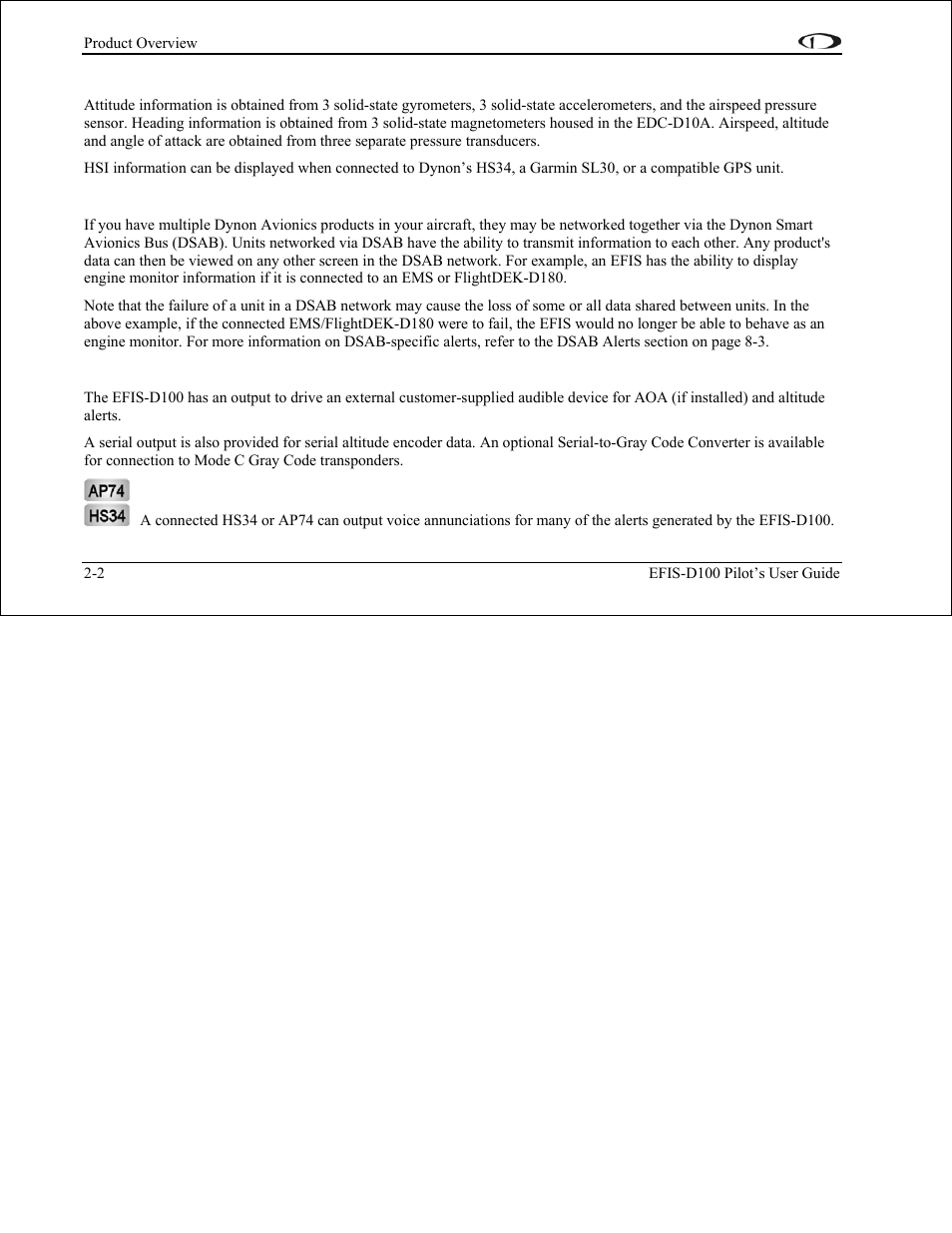 Sensors and inputs, Dynon smart avionics bus, Outputs | Dynon Avionics EFIS-D100 Pilots Users Guide User Manual | Page 11 / 89