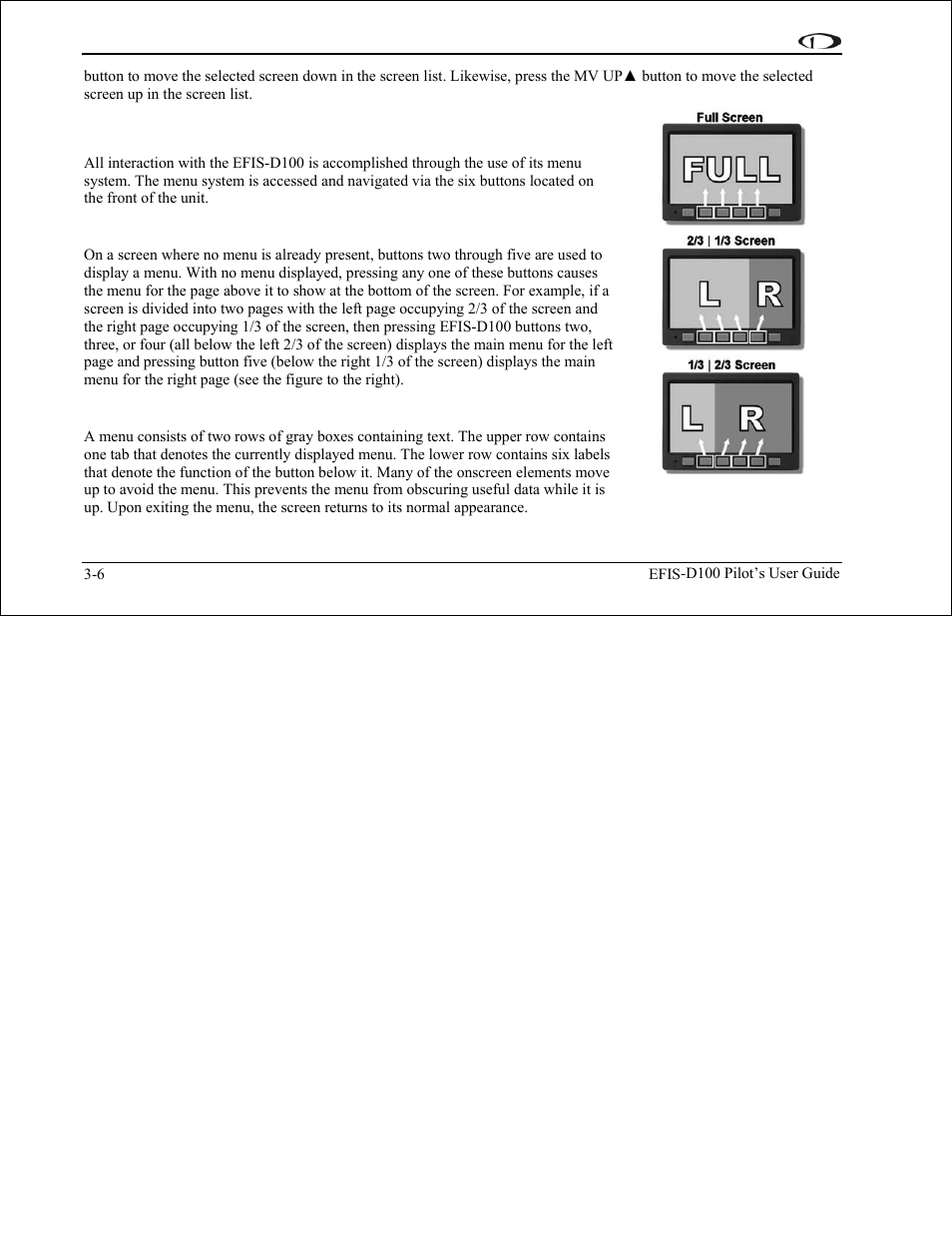 Menus, Functionality, Menus -6 | Dynon Avionics EFIS-D100 Pilots Users Guide User Manual | Page 20 / 89