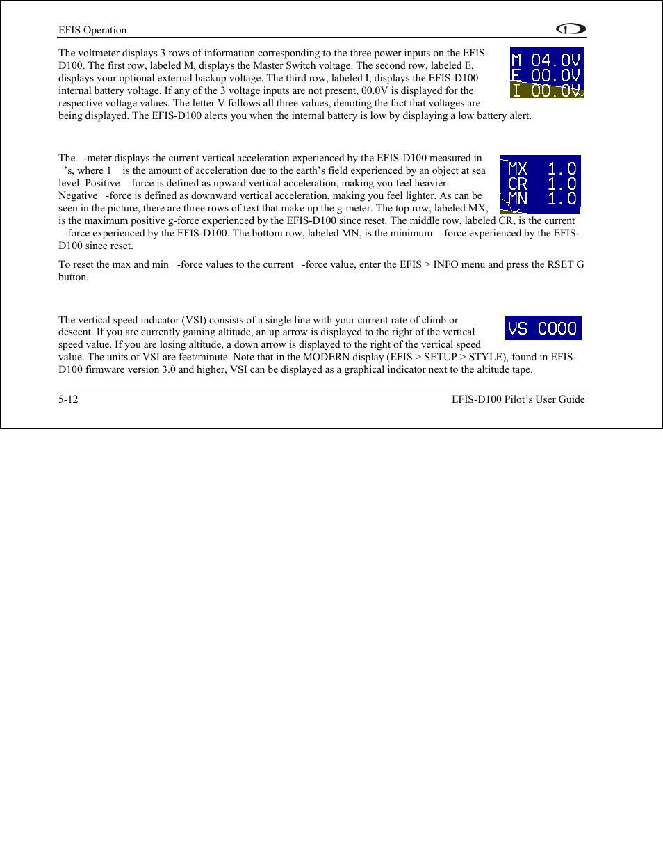 G-meter, Vsi (rate of climb) | Dynon Avionics EFIS-D100 Pilots Users Guide User Manual | Page 45 / 89