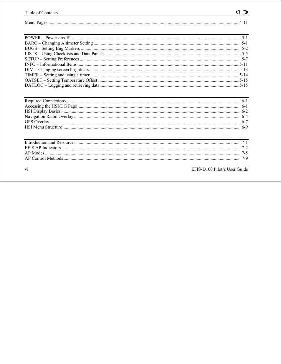 Dynon Avionics EFIS-D100 Pilots Users Guide User Manual | Page 5 / 89