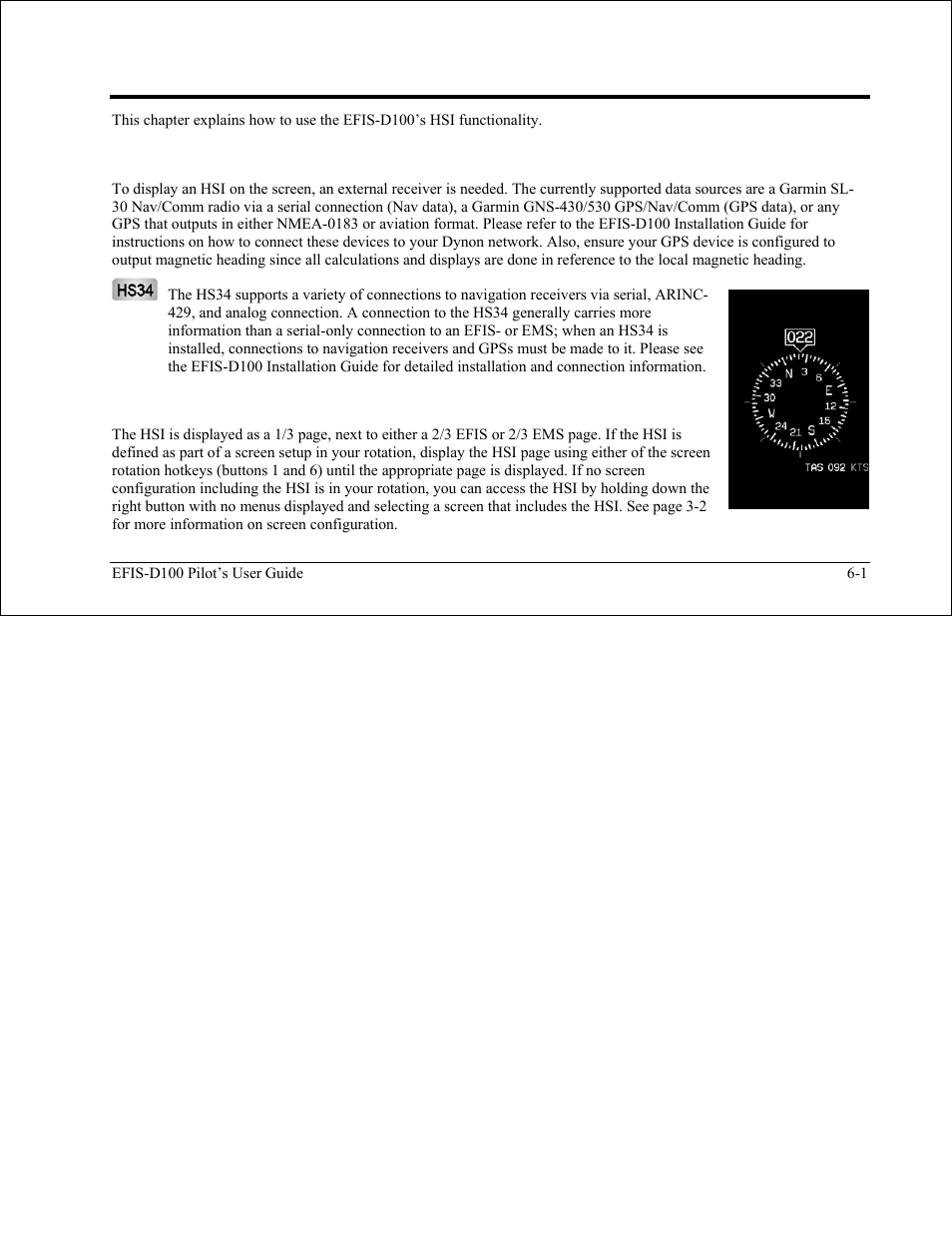 Hsi operation, Required connections, Required connections -1 | 1). t, E hsi operation, 1. t | Dynon Avionics EFIS-D100 Pilots Users Guide User Manual | Page 50 / 89