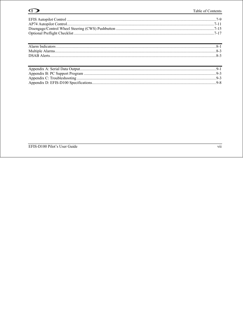 Dynon Avionics EFIS-D100 Pilots Users Guide User Manual | Page 6 / 89