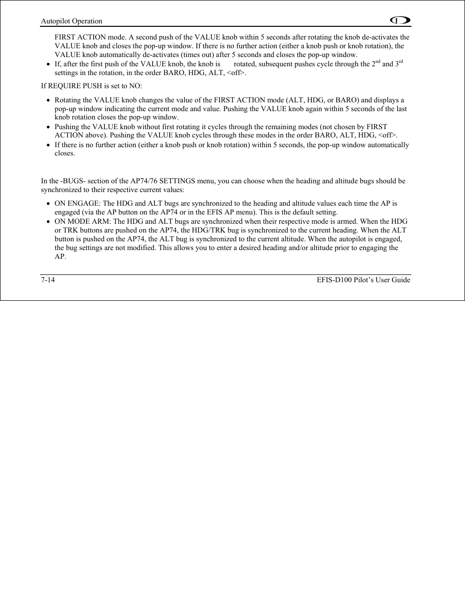 Pre-select configuration, Pre-select configuration on, Ge 7-14 f | Read pre-select configuration, Tton. read pre-select configuration on | Dynon Avionics EFIS-D100 Pilots Users Guide User Manual | Page 73 / 89