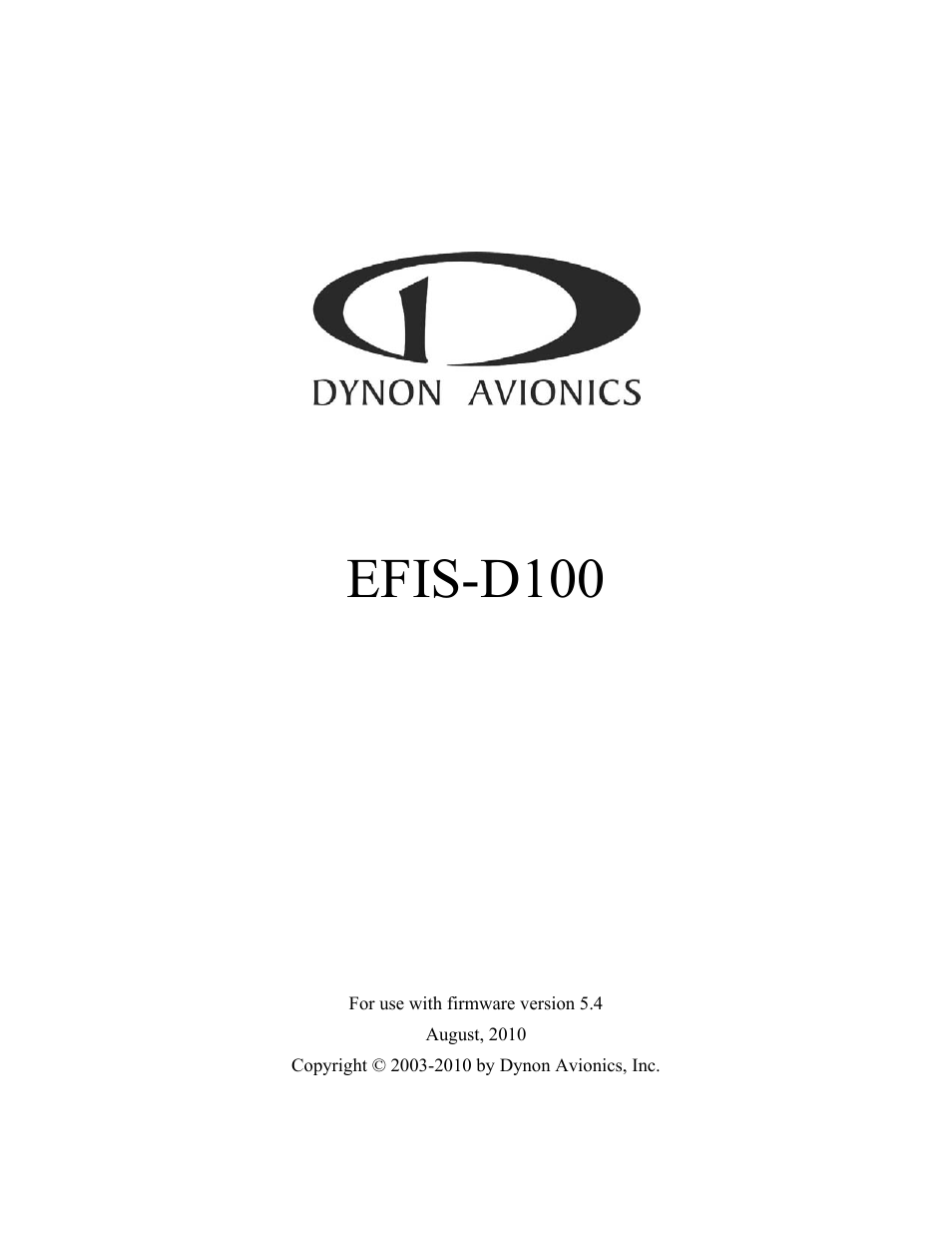 Dynon Avionics EFIS-D100 Installation Guide User Manual | 104 pages