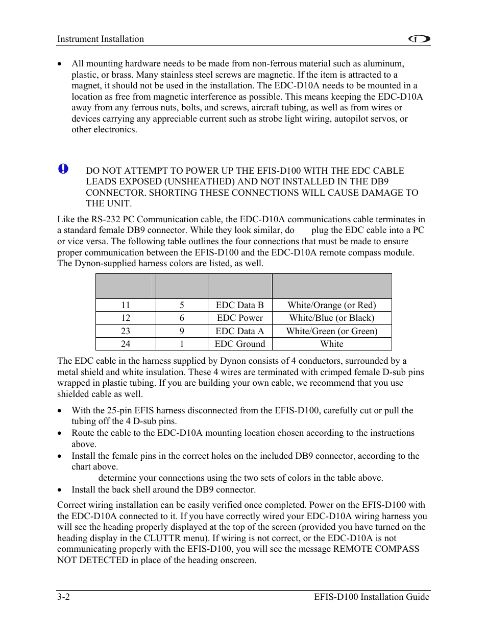 Edc-d10a communication cable, Edc-d10a communication cable -2 | Dynon Avionics EFIS-D100 Installation Guide User Manual | Page 14 / 104