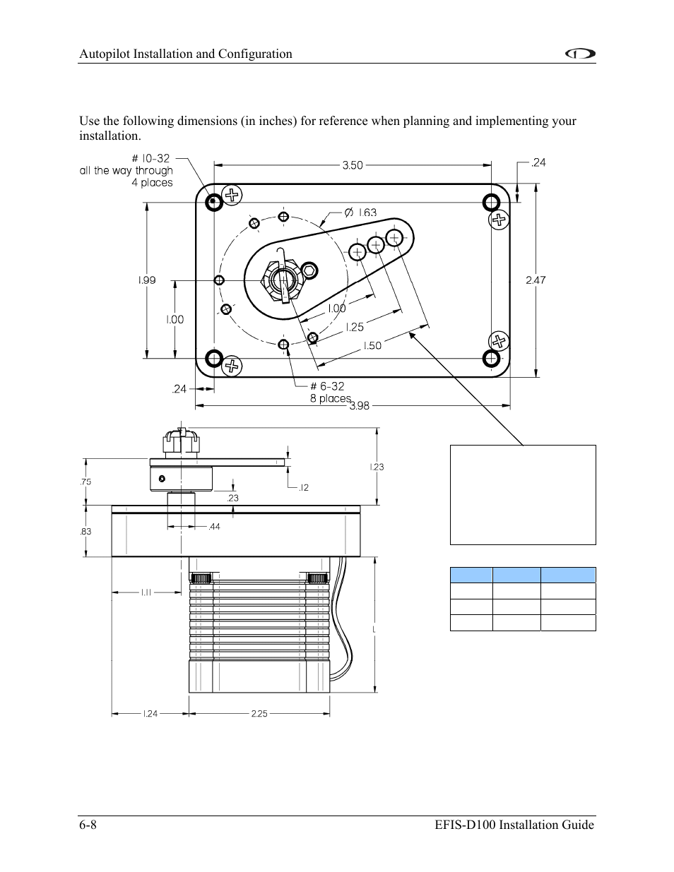 Servo dimensions | Dynon Avionics EFIS-D100 Installation Guide User Manual | Page 44 / 104