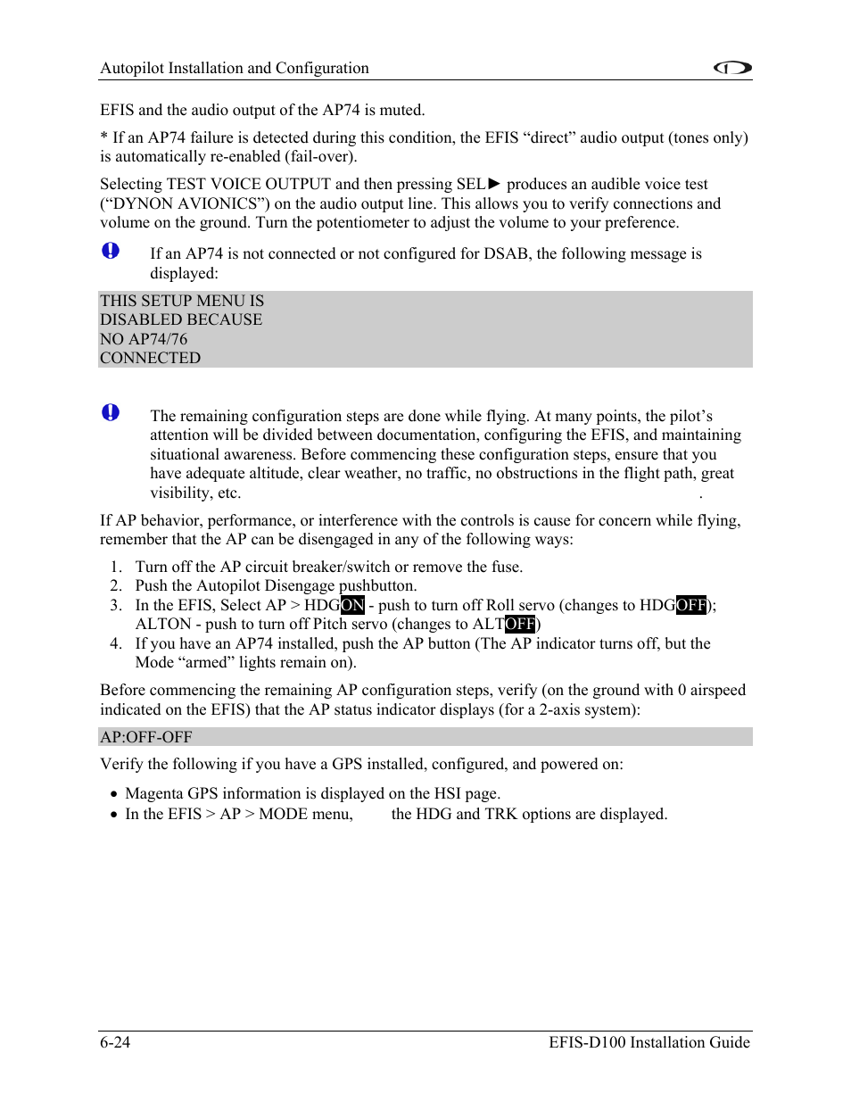 Step 7 – prepare for flight test on clear, vfr day | Dynon Avionics EFIS-D100 Installation Guide User Manual | Page 60 / 104