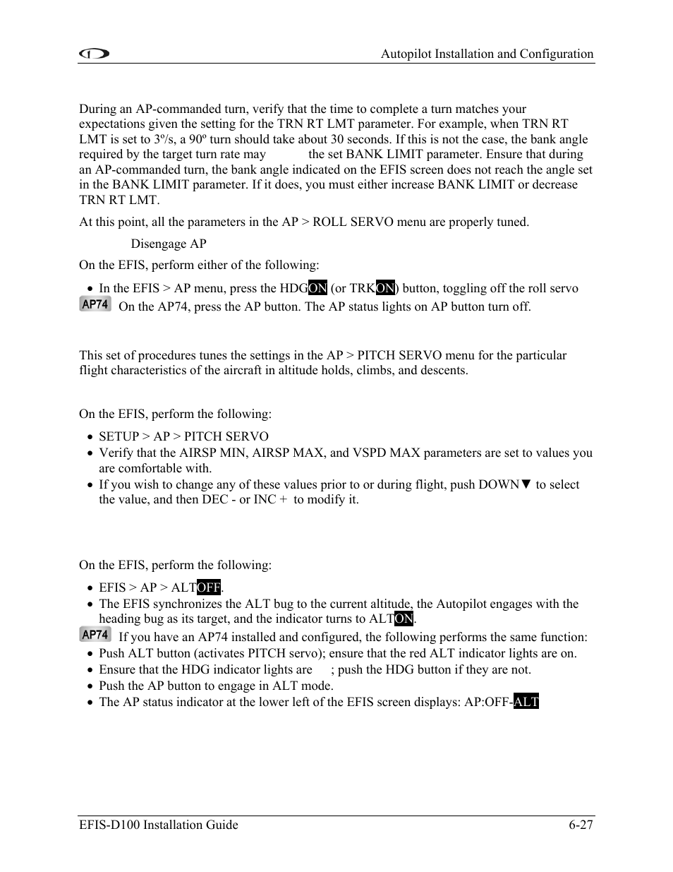 Step 9 – pitch servo flight tuning | Dynon Avionics EFIS-D100 Installation Guide User Manual | Page 63 / 104