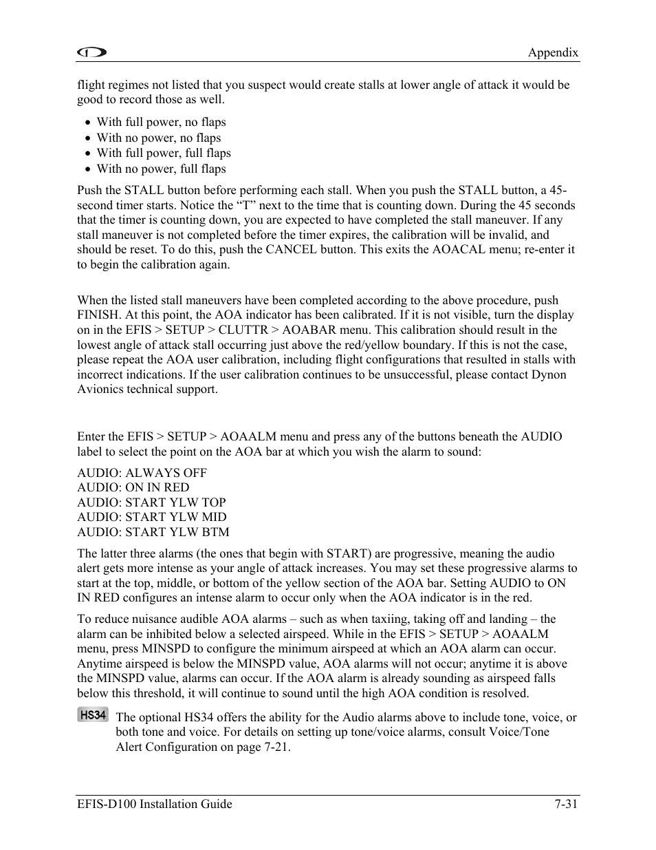 Alarm setup | Dynon Avionics EFIS-D100 Installation Guide User Manual | Page 99 / 104