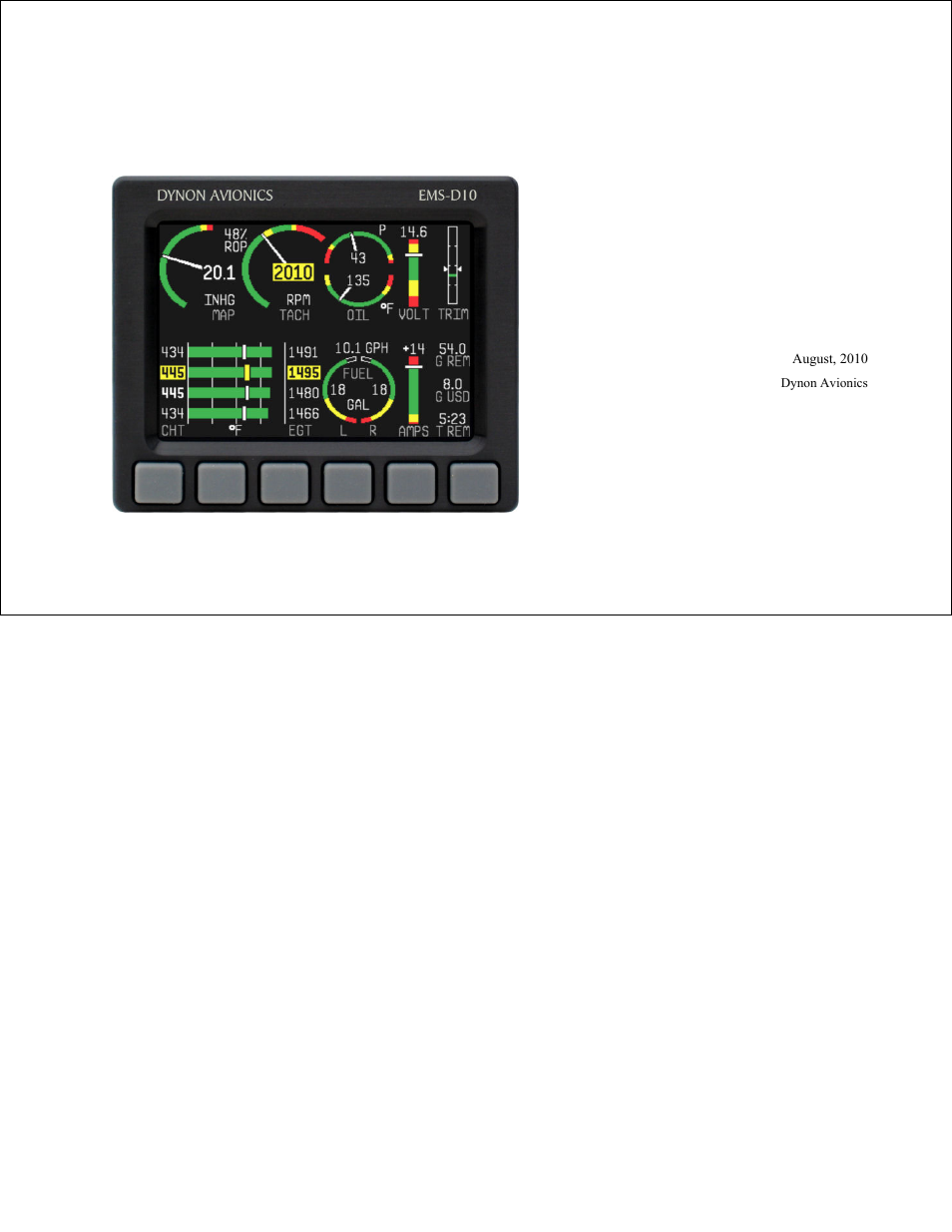 Dynon Avionics EMS-D10 Pilots Users Guide User Manual | 47 pages