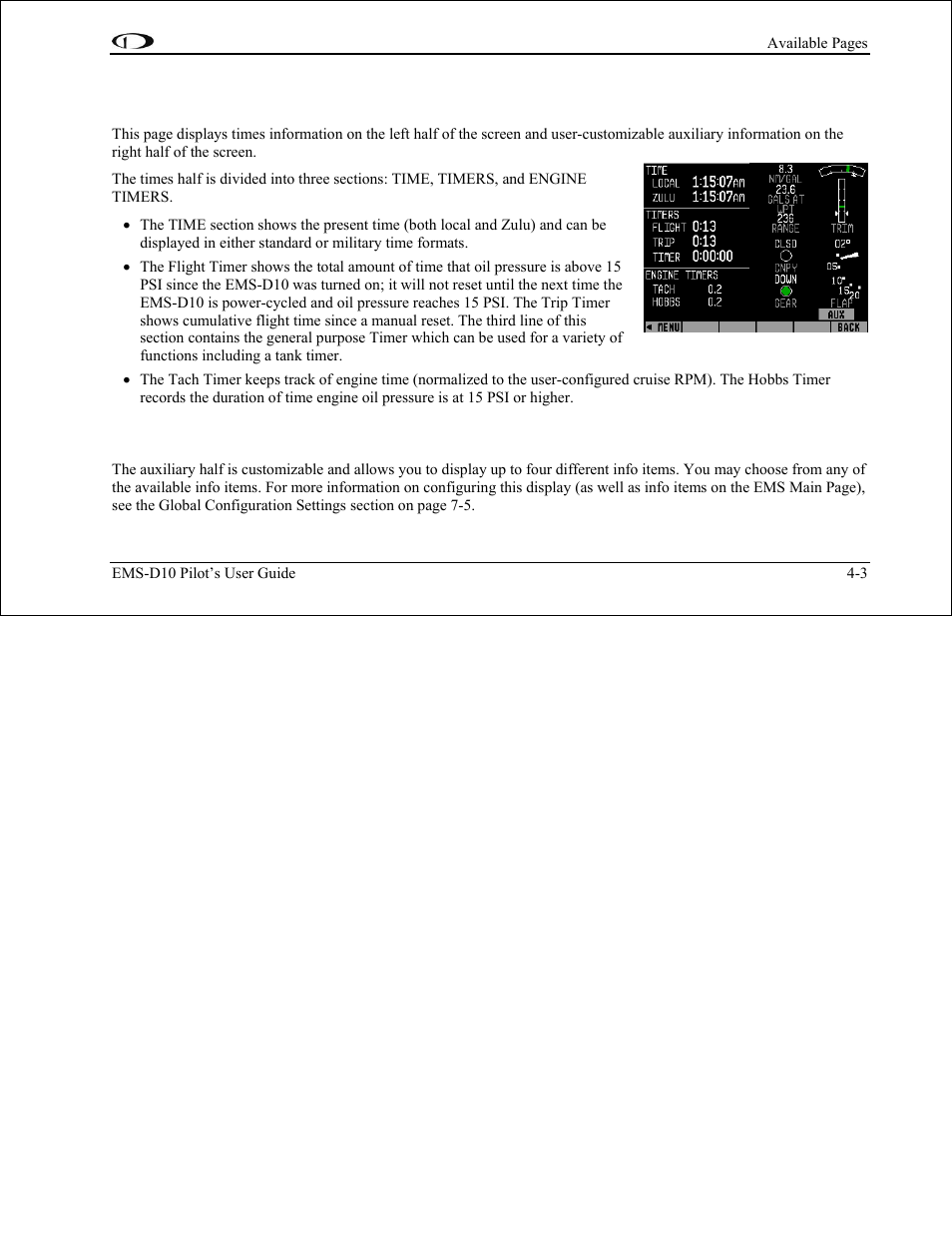 Dynon Avionics EMS-D10 Pilots Users Guide User Manual | Page 21 / 47