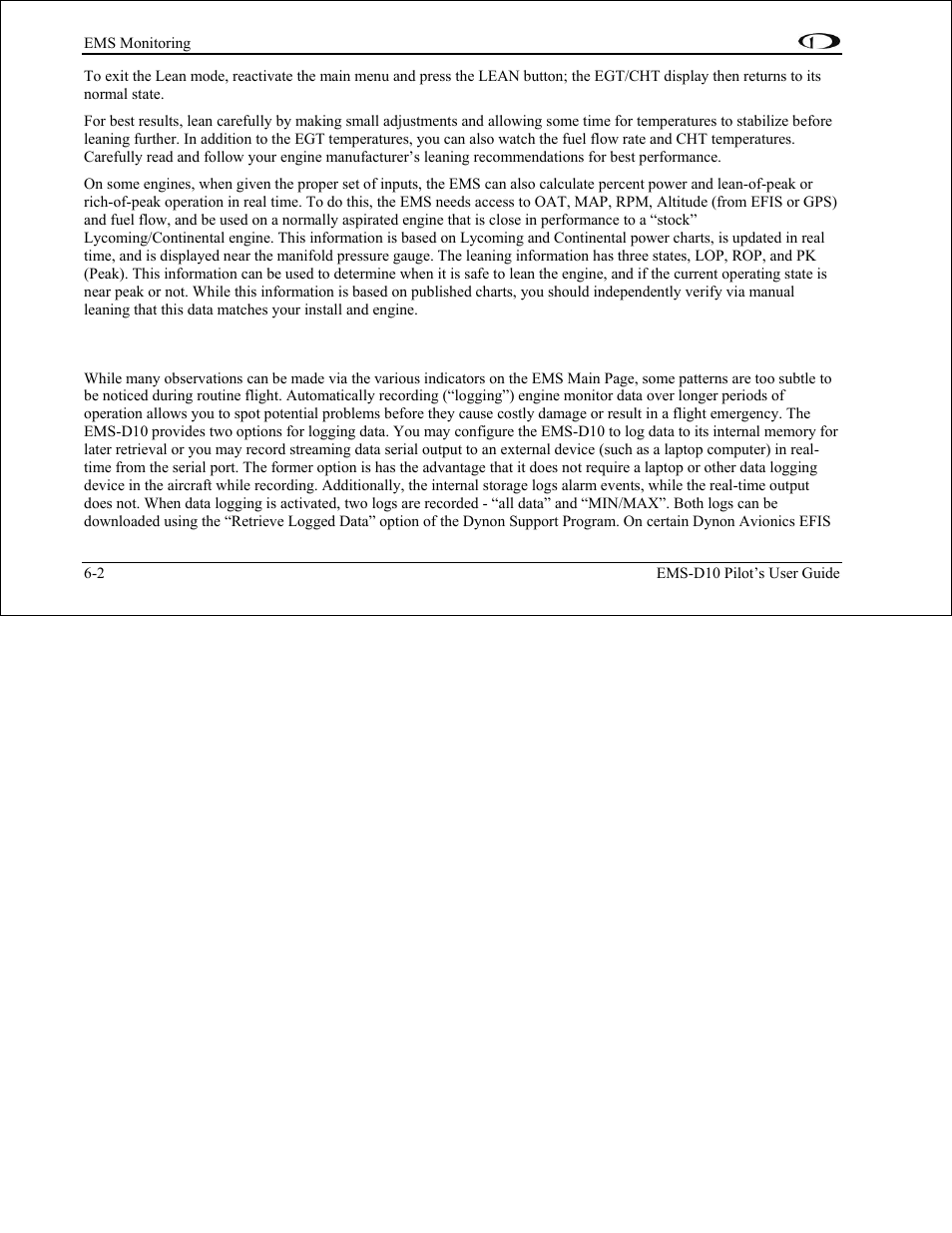 Dynon Avionics EMS-D10 Pilots Users Guide User Manual | Page 31 / 47