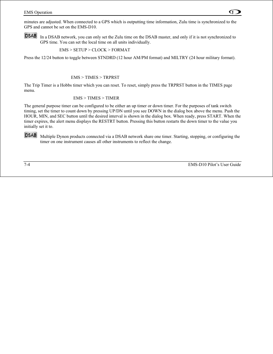 Dynon Avionics EMS-D10 Pilots Users Guide User Manual | Page 37 / 47