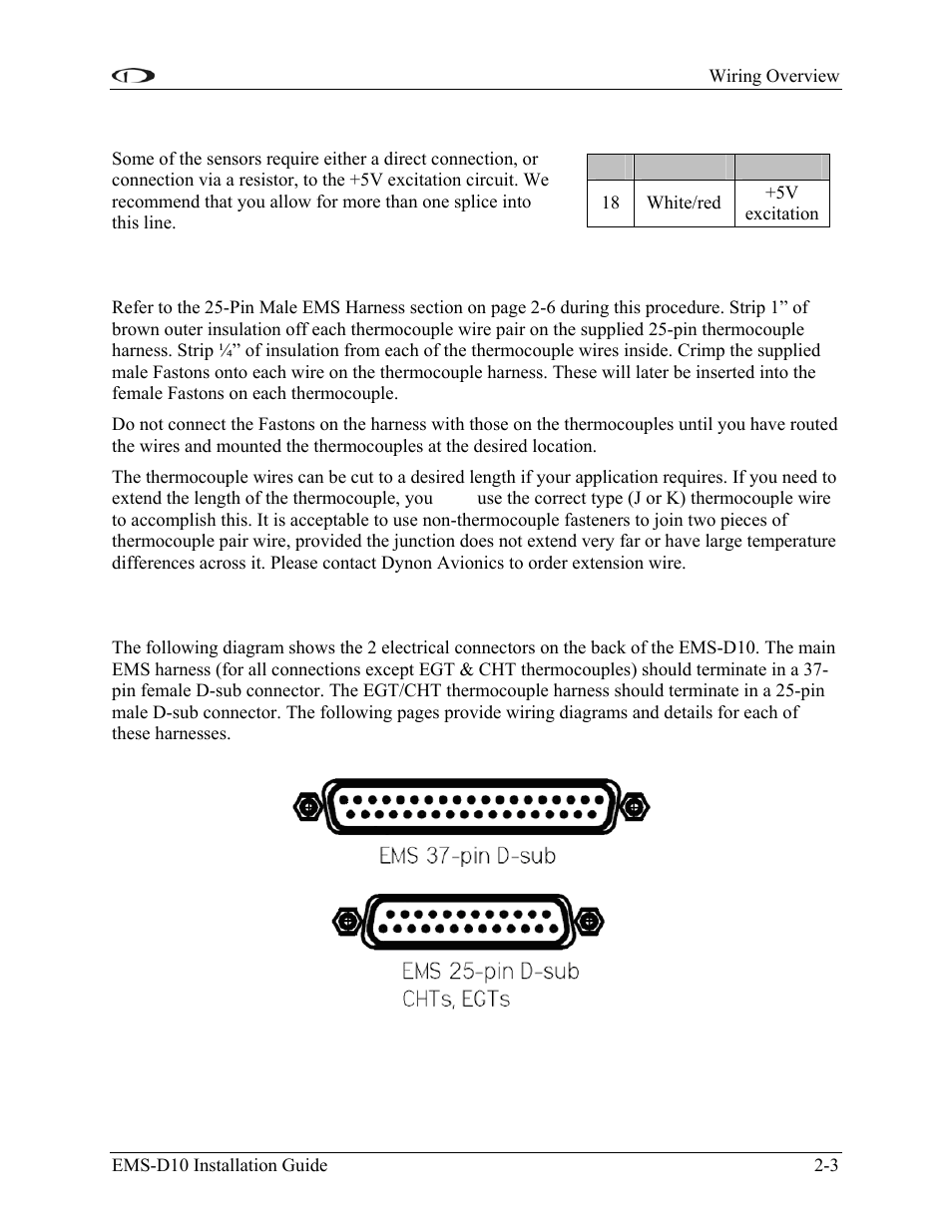 5v excitation, Thermocouple harness preparation, Harness mating | 5v excitation -3, Thermocouple harness preparation -3, Harness mating -3 | Dynon Avionics EMS-D10 Installation Guide User Manual | Page 11 / 70