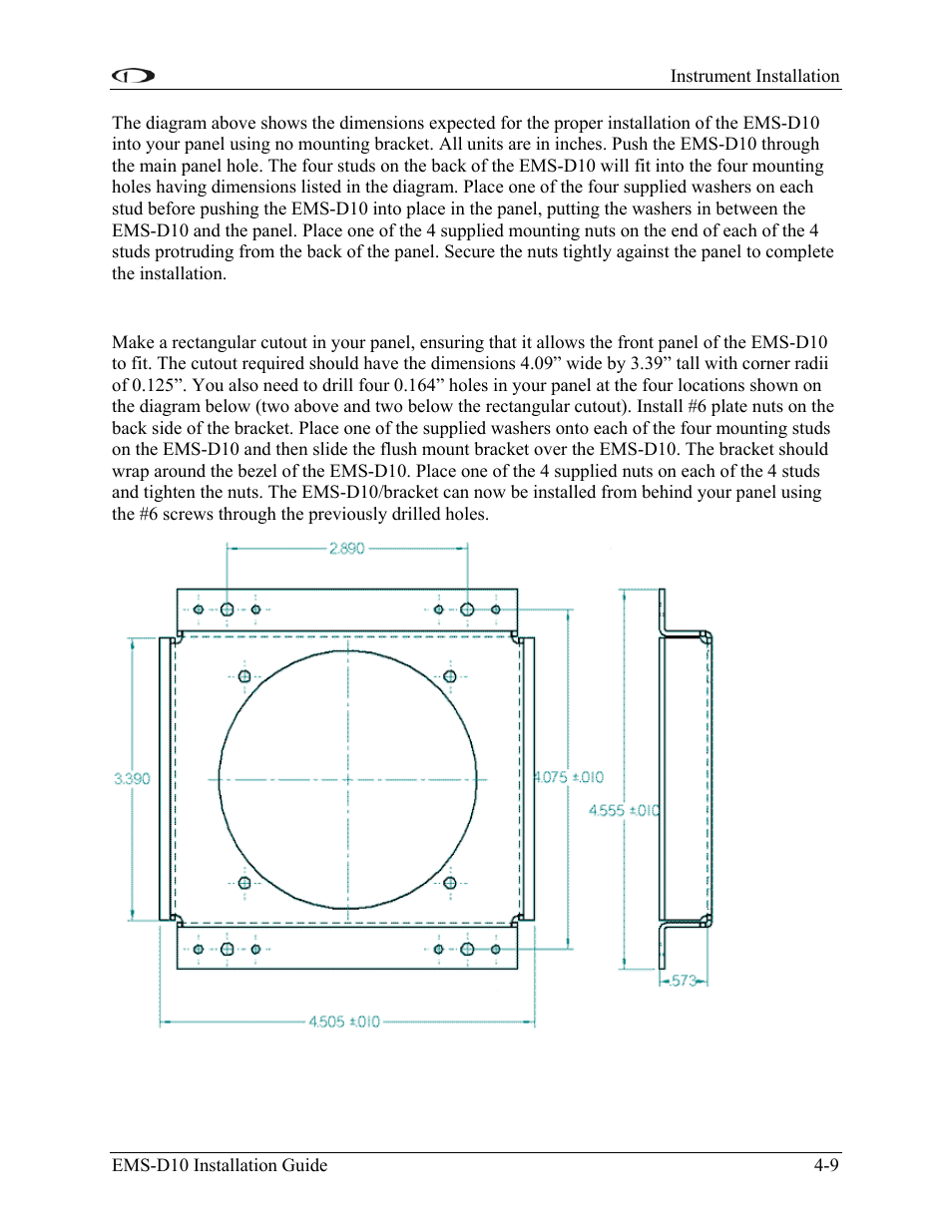 Option 2: flush-mount bracket | Dynon Avionics EMS-D10 Installation Guide User Manual | Page 41 / 70