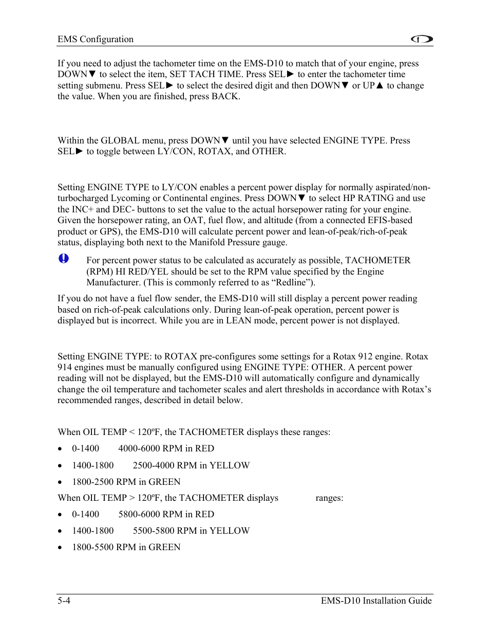 Engine type configuration, Engine type: ly/con, Engine type: rotax | Engine type configuration -4 | Dynon Avionics EMS-D10 Installation Guide User Manual | Page 46 / 70