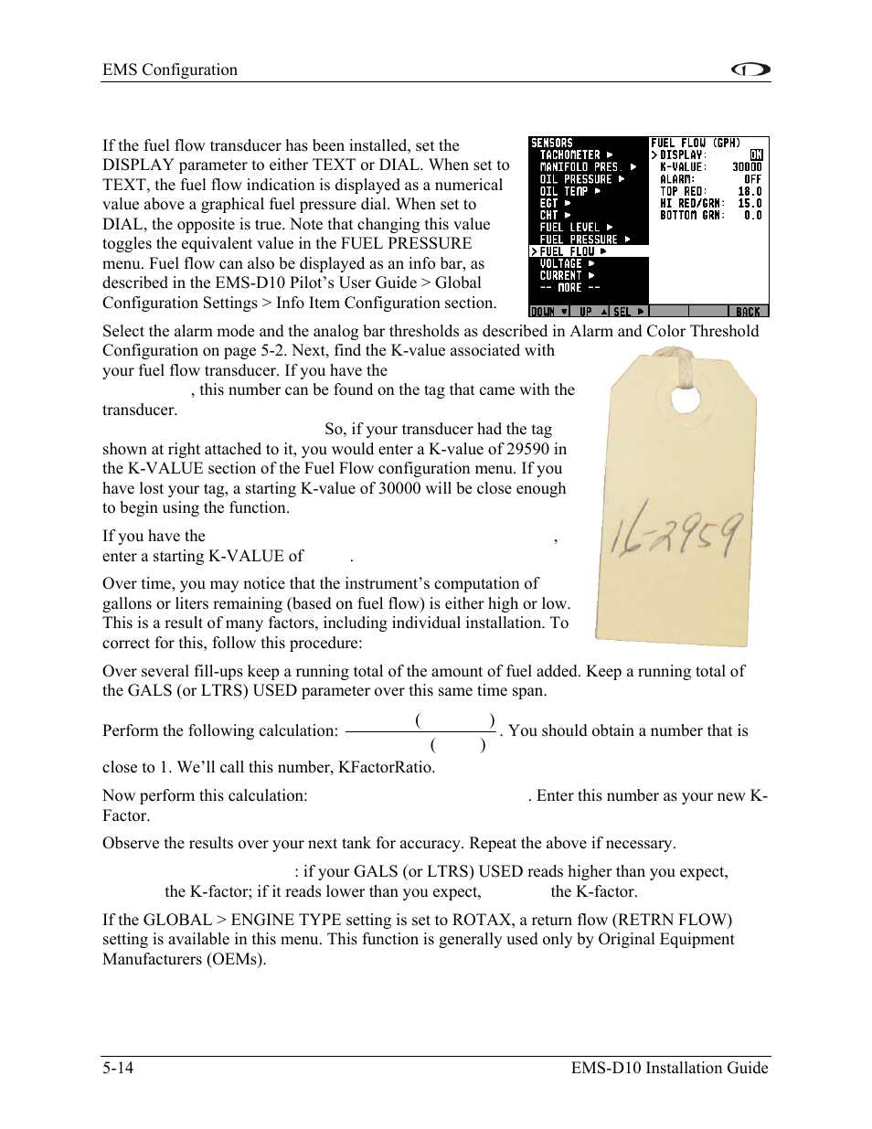 Fuel flow, Fuel flow -13, Fuel flow -14 | Dynon Avionics EMS-D10 Installation Guide User Manual | Page 56 / 70