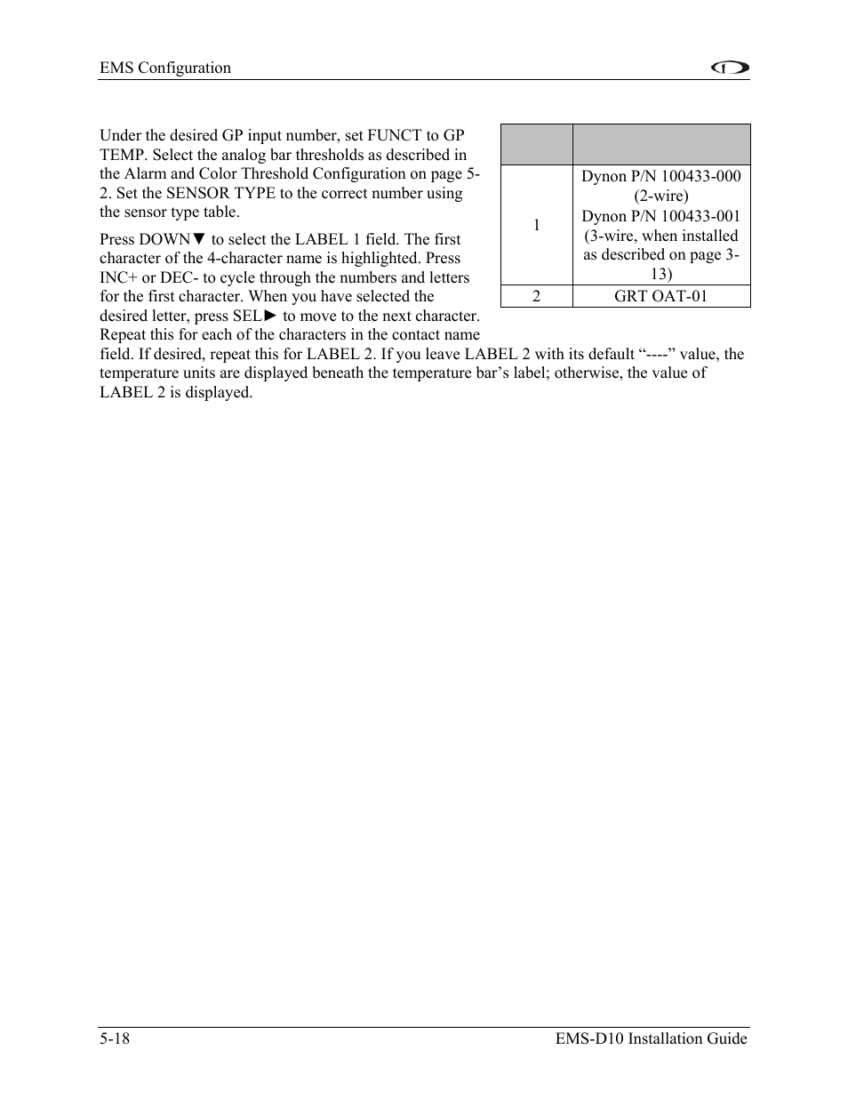 General purpose temperature, 18 fo | Dynon Avionics EMS-D10 Installation Guide User Manual | Page 60 / 70