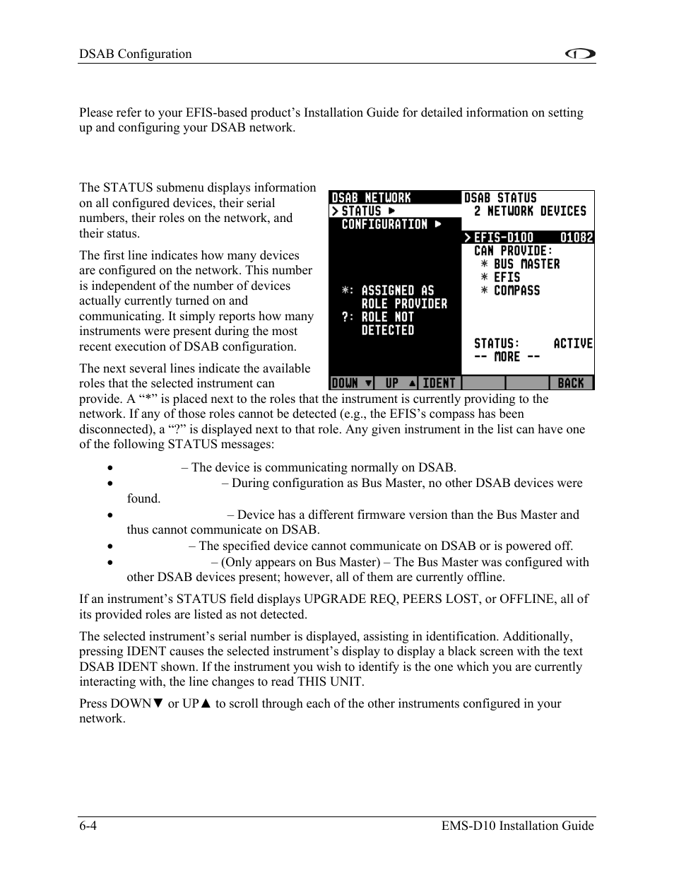 Initial setup, Network status, Initial setup -4 | Network status -4 | Dynon Avionics EMS-D10 Installation Guide User Manual | Page 66 / 70