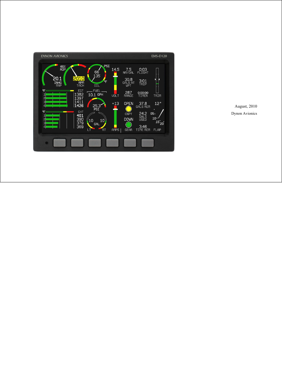 Dynon Avionics EMS-D120 Pilots Users Guide User Manual | 46 pages