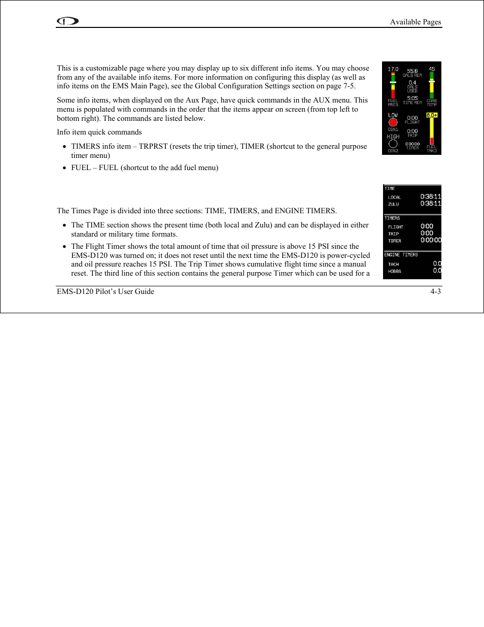 Dynon Avionics EMS-D120 Pilots Users Guide User Manual | Page 21 / 46