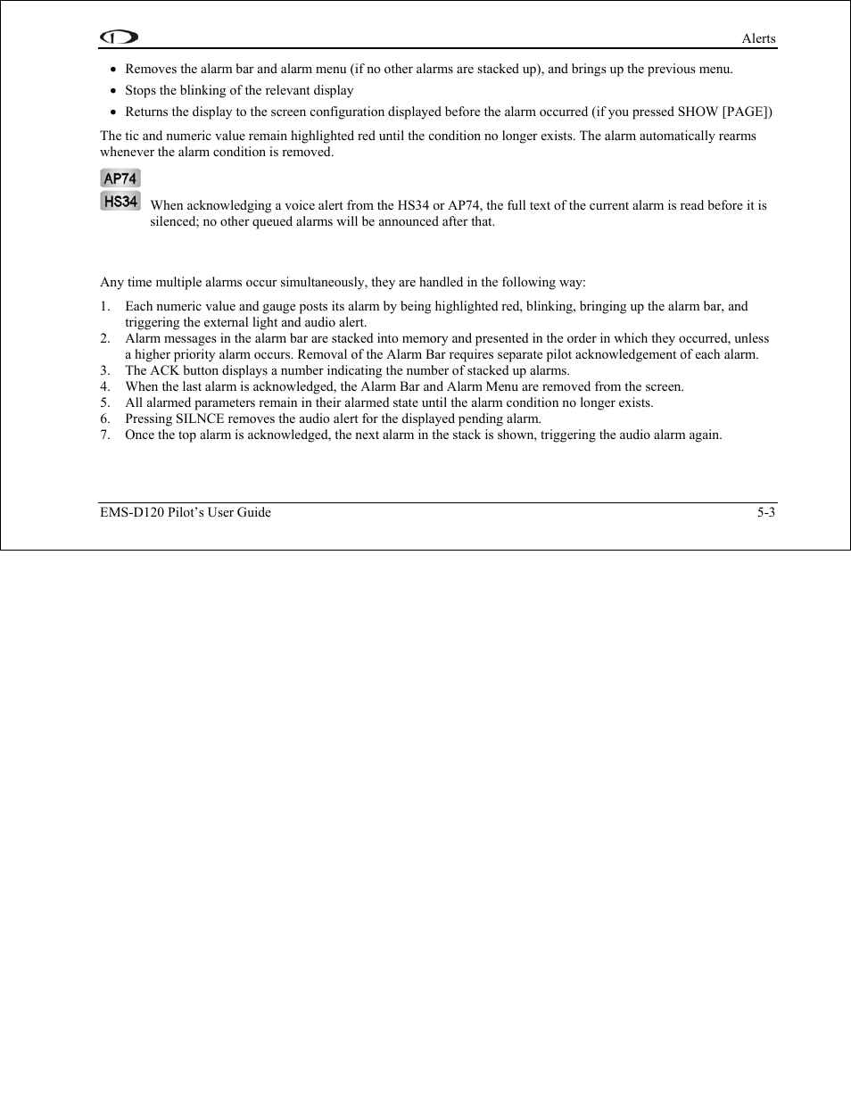 Multiple alarms, Multiple alarms -3 | Dynon Avionics EMS-D120 Pilots Users Guide User Manual | Page 26 / 46