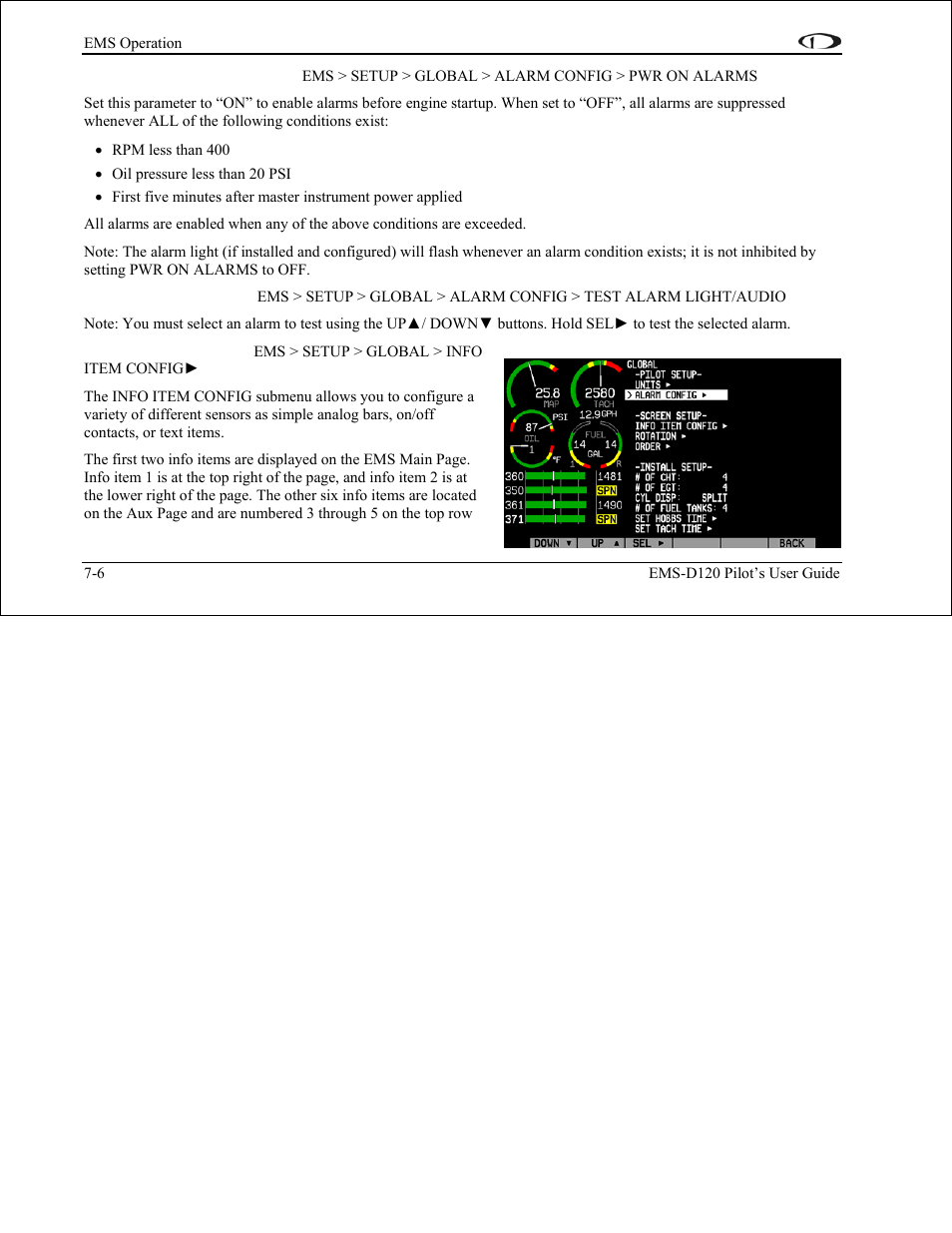 Dynon Avionics EMS-D120 Pilots Users Guide User Manual | Page 38 / 46