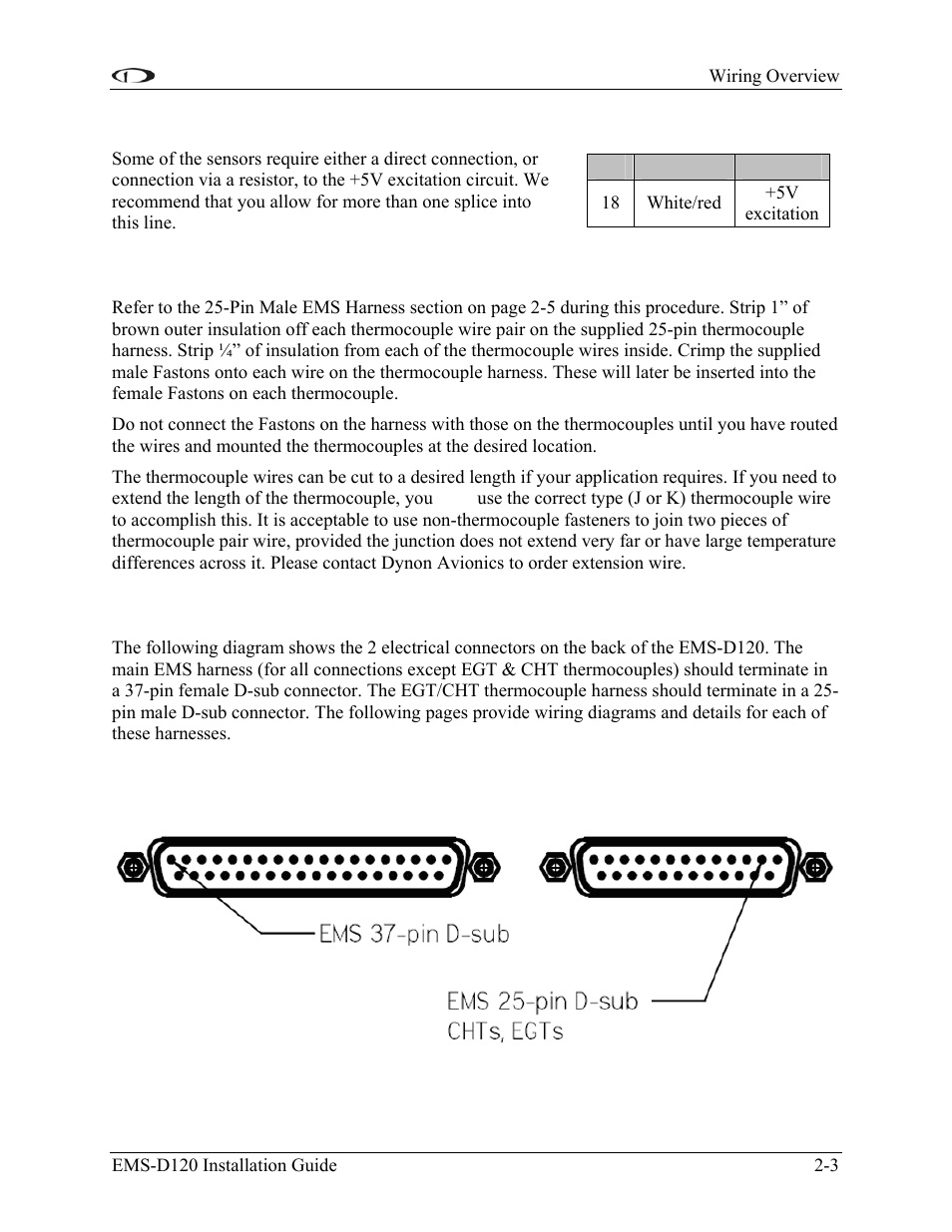 5v excitation, Thermocouple harness preparation, Harness mating | 5v excitation -3, Thermocouple harness preparation -3, Harness mating -3 | Dynon Avionics EMS-D120 Installation Guide User Manual | Page 11 / 70