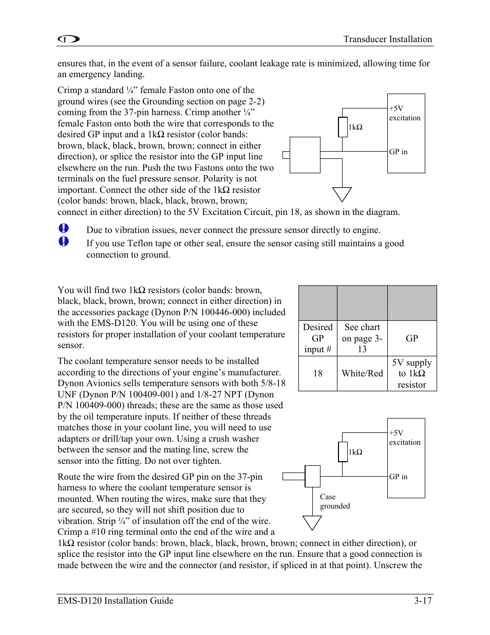 Coolant temperature sensor | Dynon Avionics EMS-D120 Installation Guide User Manual | Page 31 / 70