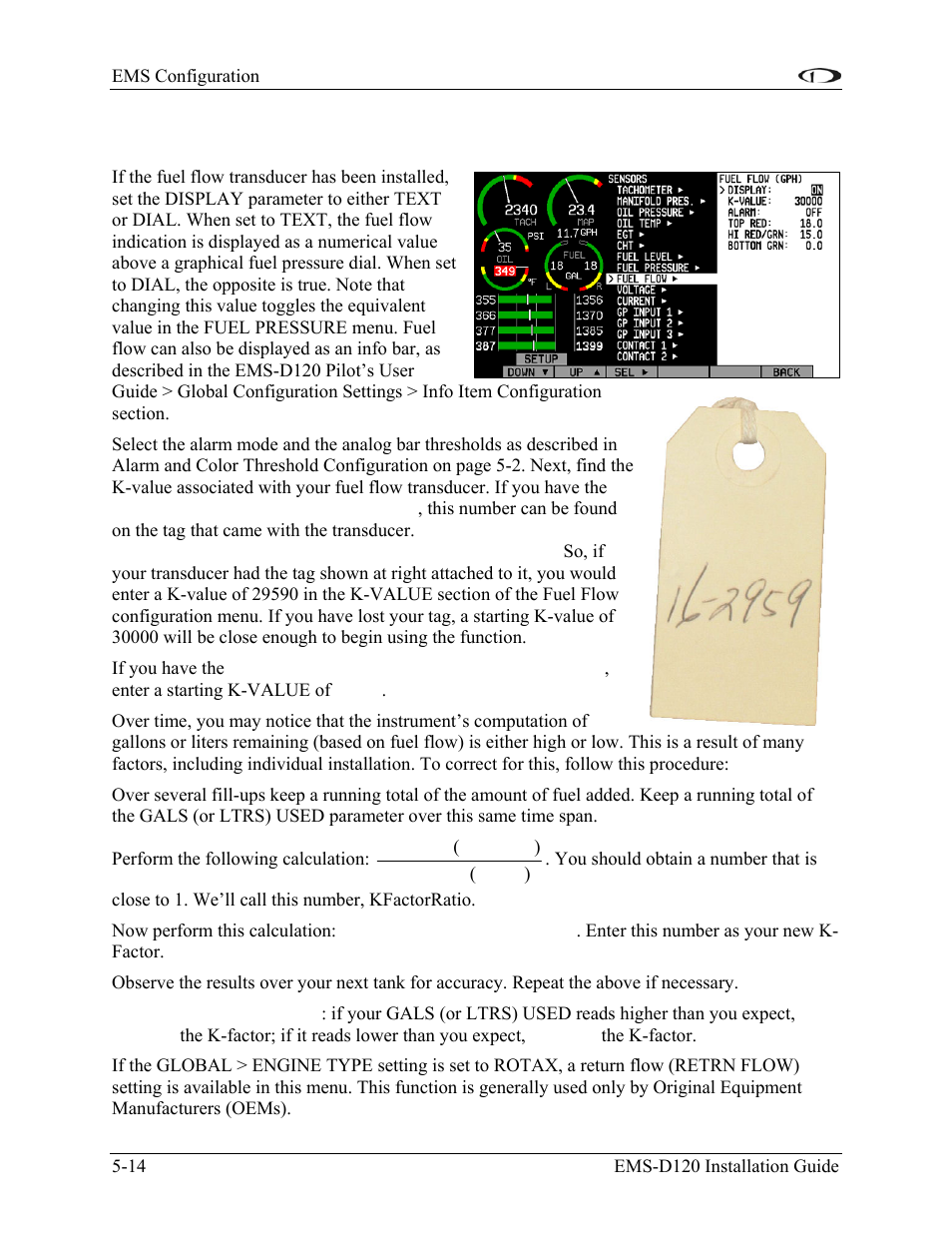 Fuel flow, Fuel flow -14 | Dynon Avionics EMS-D120 Installation Guide User Manual | Page 54 / 70