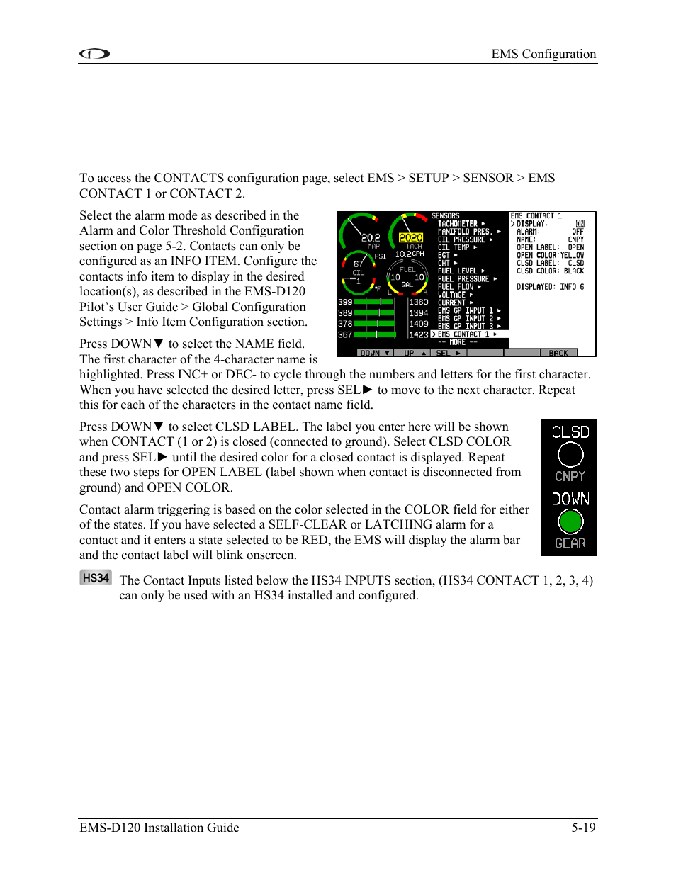 Contacts, Contacts -19, The contacts | Dynon Avionics EMS-D120 Installation Guide User Manual | Page 59 / 70