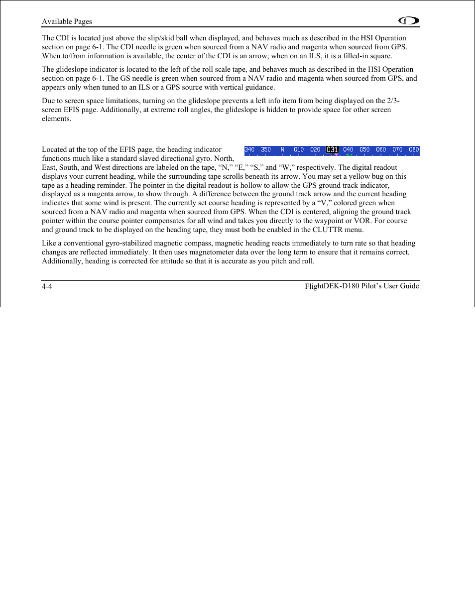Stabilized heading tape and digital readout | Dynon Avionics FlightDEK-D180 Pilots Users Guide User Manual | Page 27 / 108
