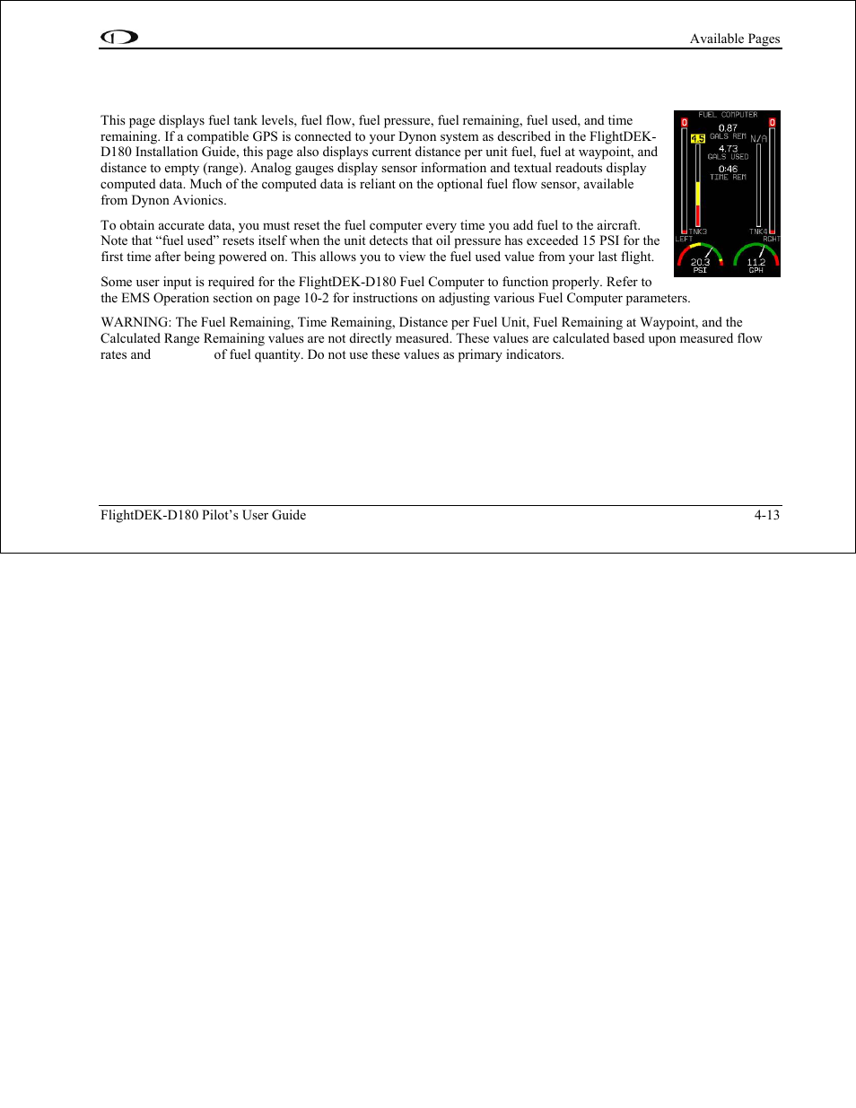 Dynon Avionics FlightDEK-D180 Pilots Users Guide User Manual | Page 36 / 108