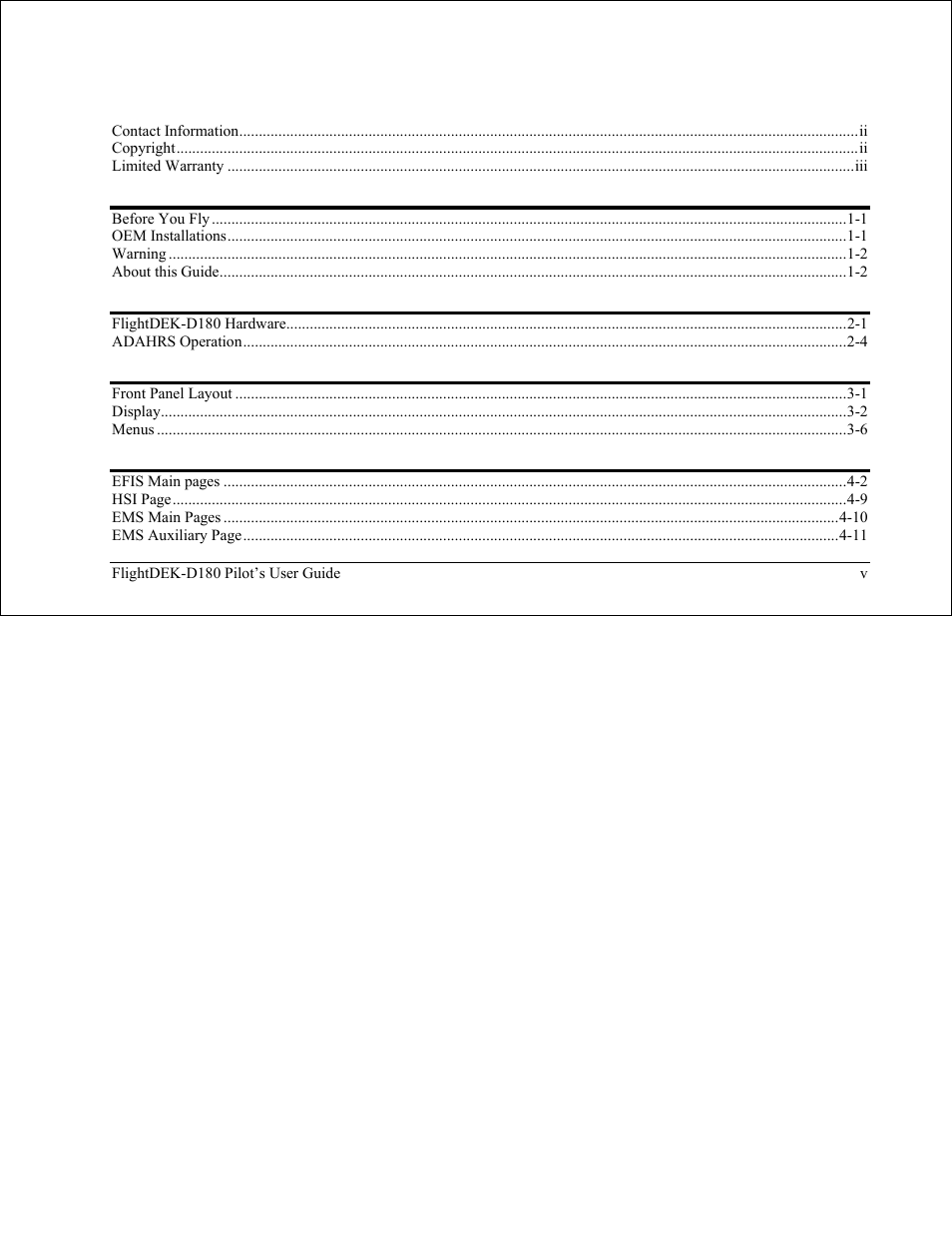 Dynon Avionics FlightDEK-D180 Pilots Users Guide User Manual | Page 4 / 108