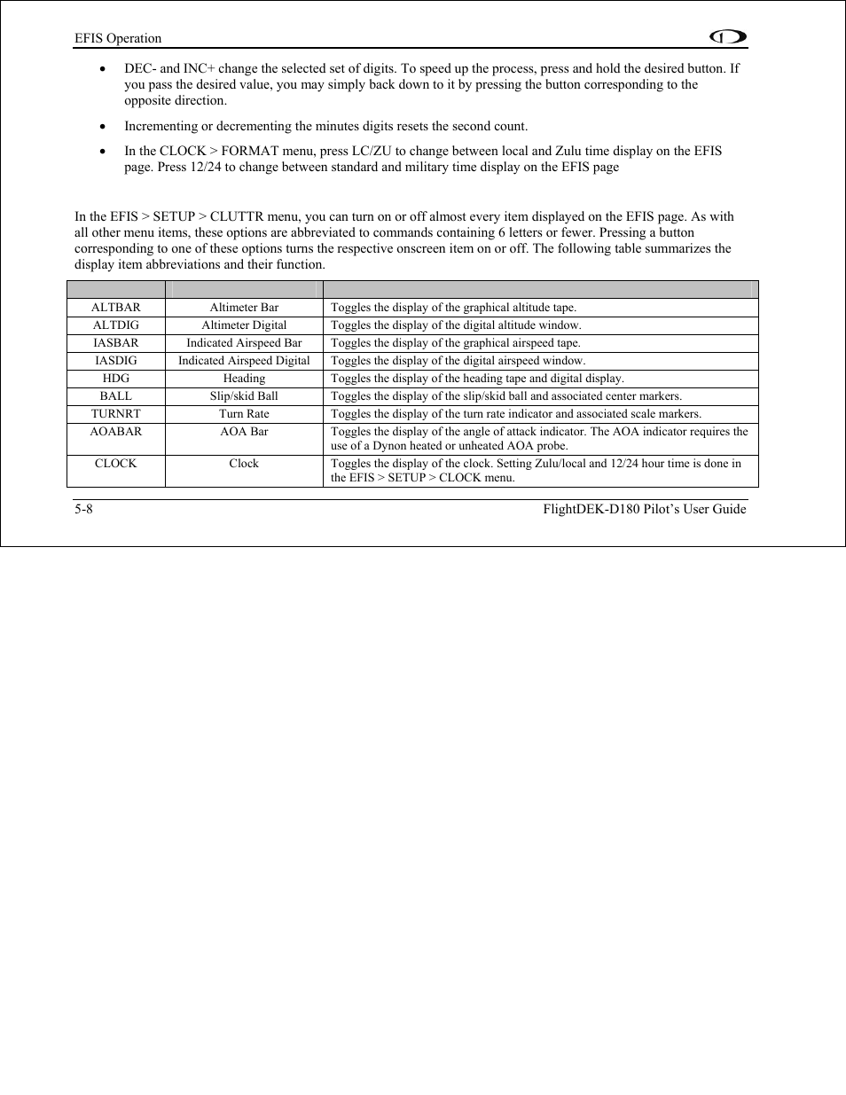 Show/hide display items, 7), you | Dynon Avionics FlightDEK-D180 Pilots Users Guide User Manual | Page 45 / 108