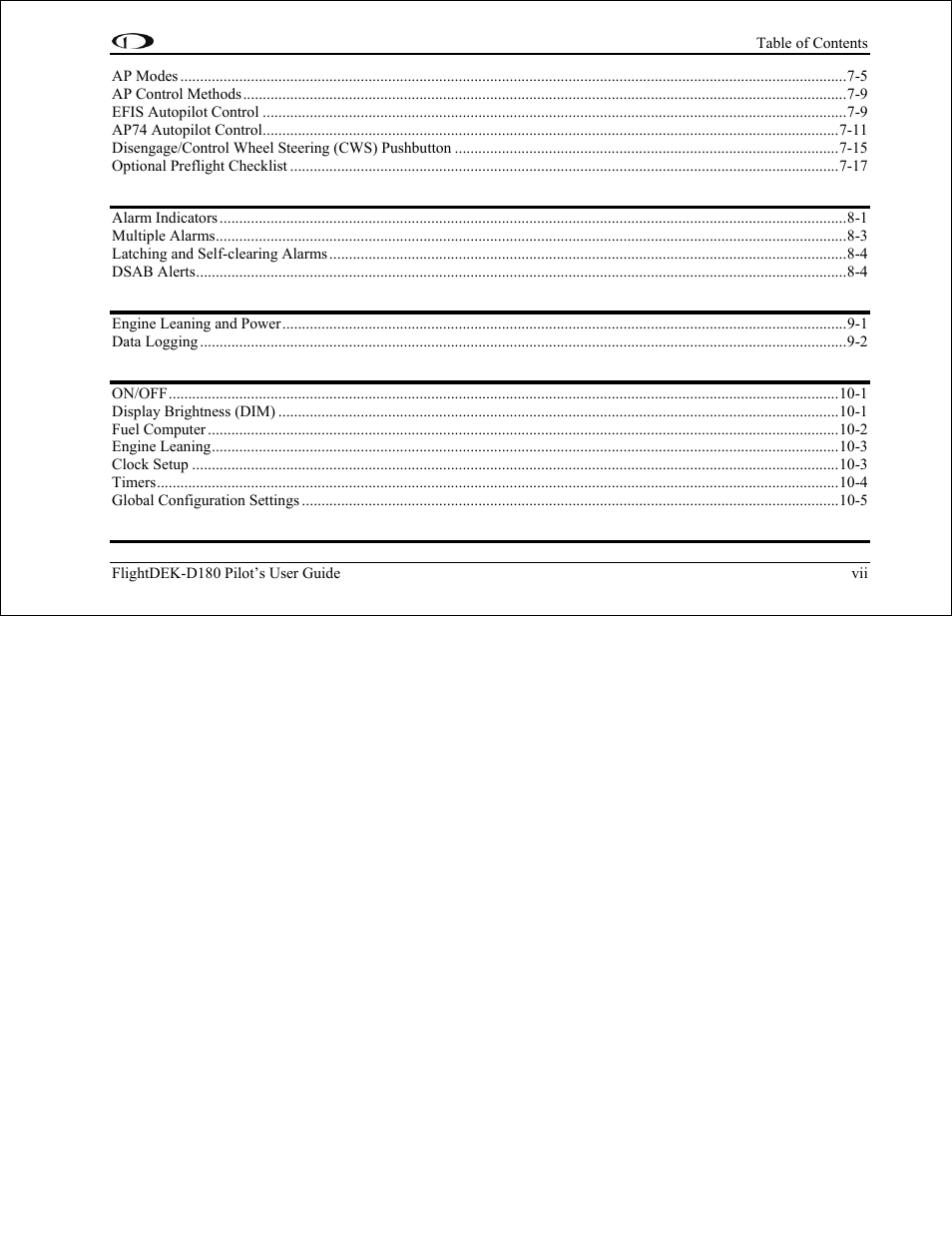 Dynon Avionics FlightDEK-D180 Pilots Users Guide User Manual | Page 6 / 108