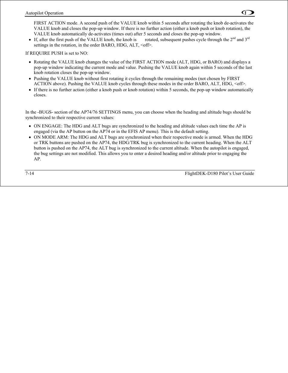 Pre-select configuration, Pre-select configuration on, Ge 7-14 f | Read pre-select configuration, Tton. read pre-select configuration on | Dynon Avionics FlightDEK-D180 Pilots Users Guide User Manual | Page 76 / 108